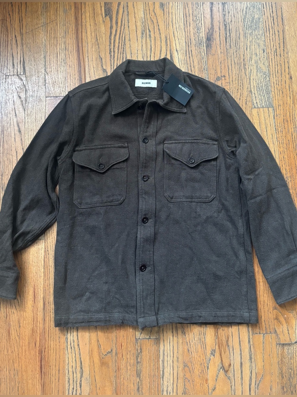 Men's Buck Mason Brown Blanket Flannel Overshirt Sz Small $158 new w/defect